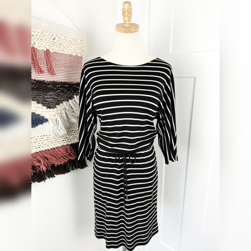 Filippa K Jennie Striped Jersey Dress Black/White Size S